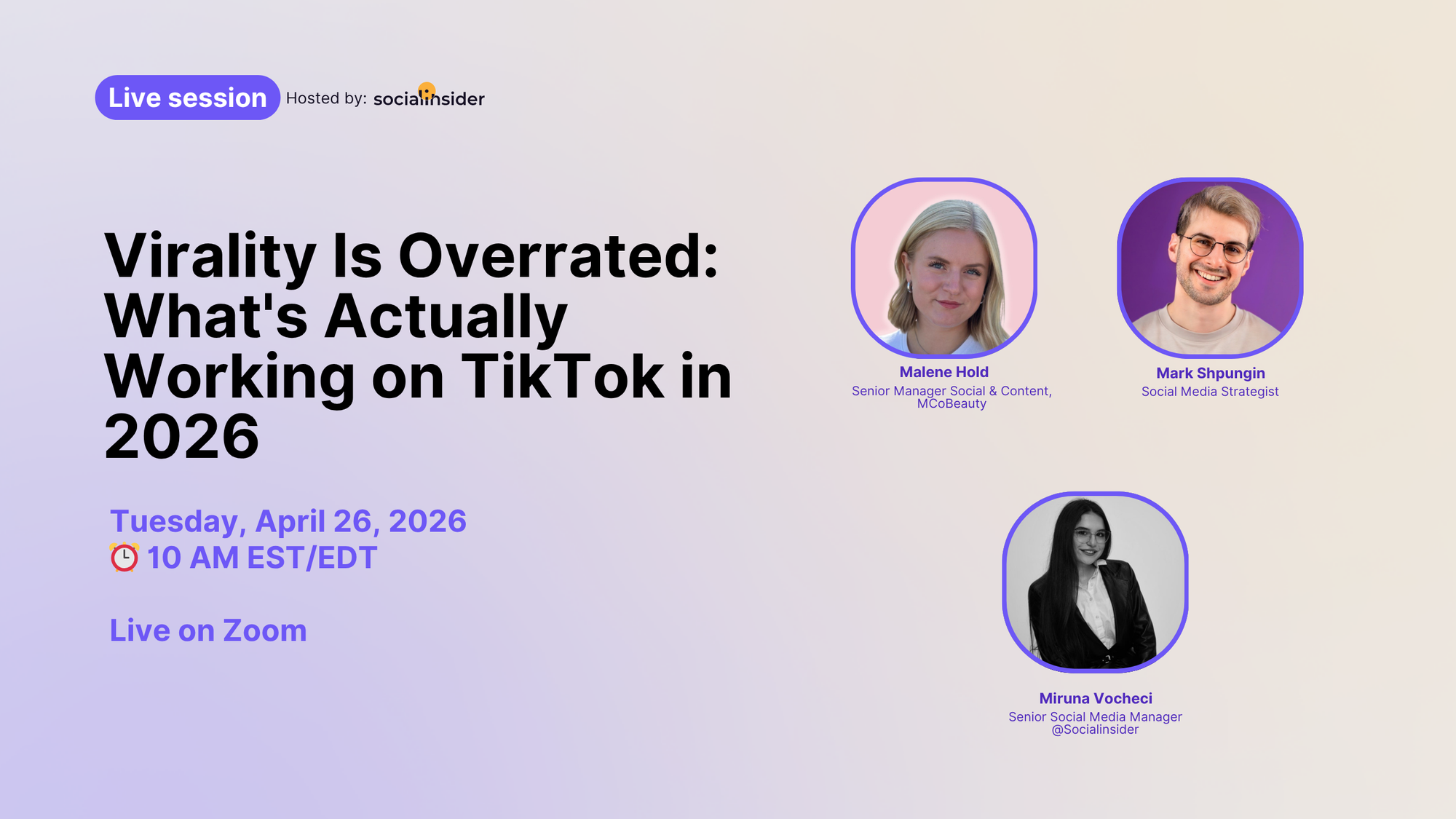 Tiktok benchmarks live session